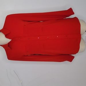 Mango Suit Red Long Sleeve Blouse SZ XXS